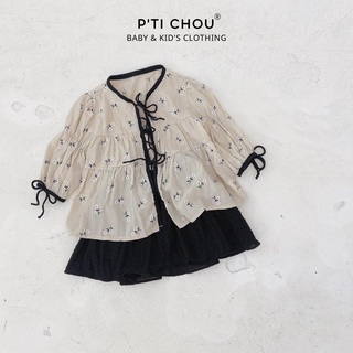 Áo Lys cho bé gái buộc nơ thiết kế P'ti chou