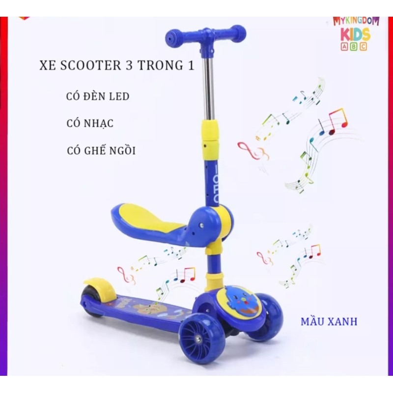 Xe Trượt Scooter Có Đèn Led và Ghế Ngồi Tiện Lợi