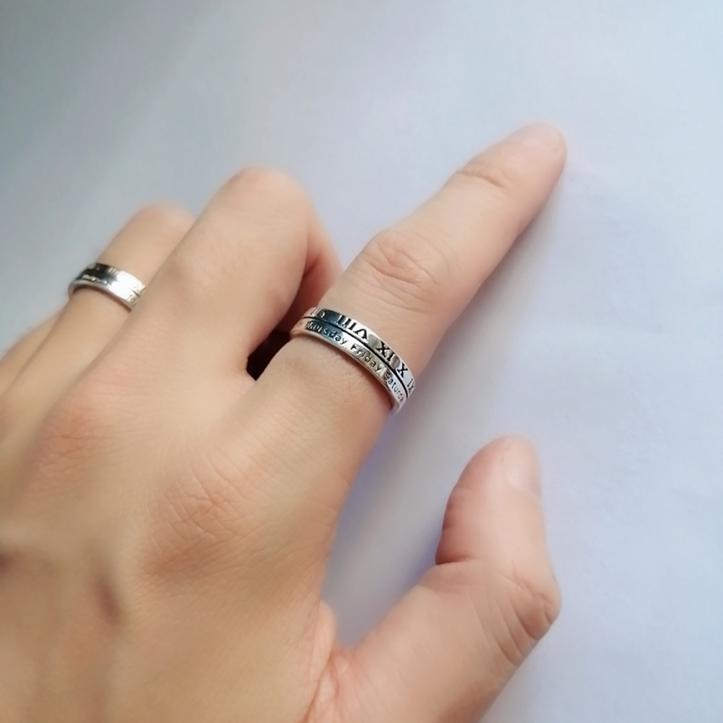 Nhẫn hở thời trang khắc chữ số la mã phong cách cổ điển cá tính