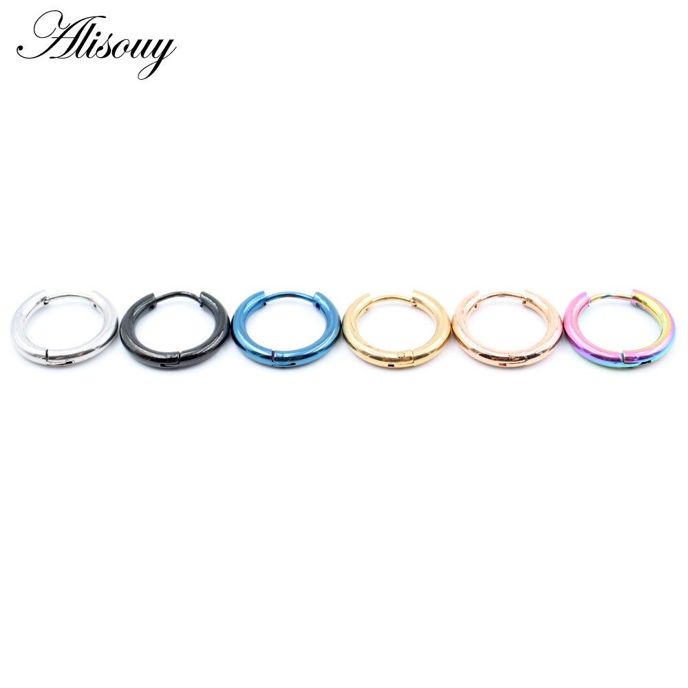 2 PC Thời Trang Mới Punk Unisex Thép Không Gỉ Vòng Tròn Bông Tai Nam Nữ Tai Hoop