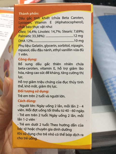 Dầu gấc chai 100 viên nang mềm