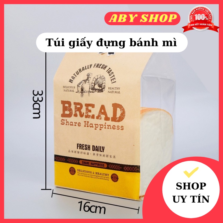 Túi giấy đựng bánh mì 32x21⚡ GIÁ SỐC ⚡10  túi giấy đựng bánh Bread an toàn khi sử dụng