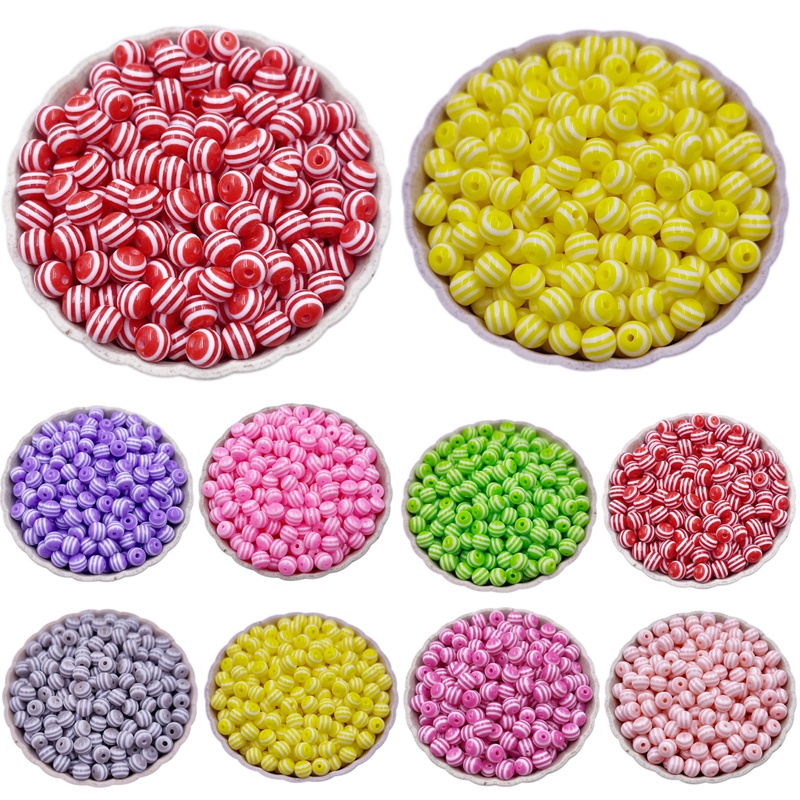 Set 50 Hạt Nhựa 6mm Màu Sắc Cầu Vồng Dùng Làm Trang Sức Vòng Tay/ Vòng cổ DIY