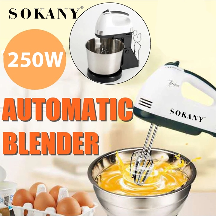 Máy đánh trứng trộn bột để bàn SOKANY 250W Cối trộn 2L [BH 12 Tháng]