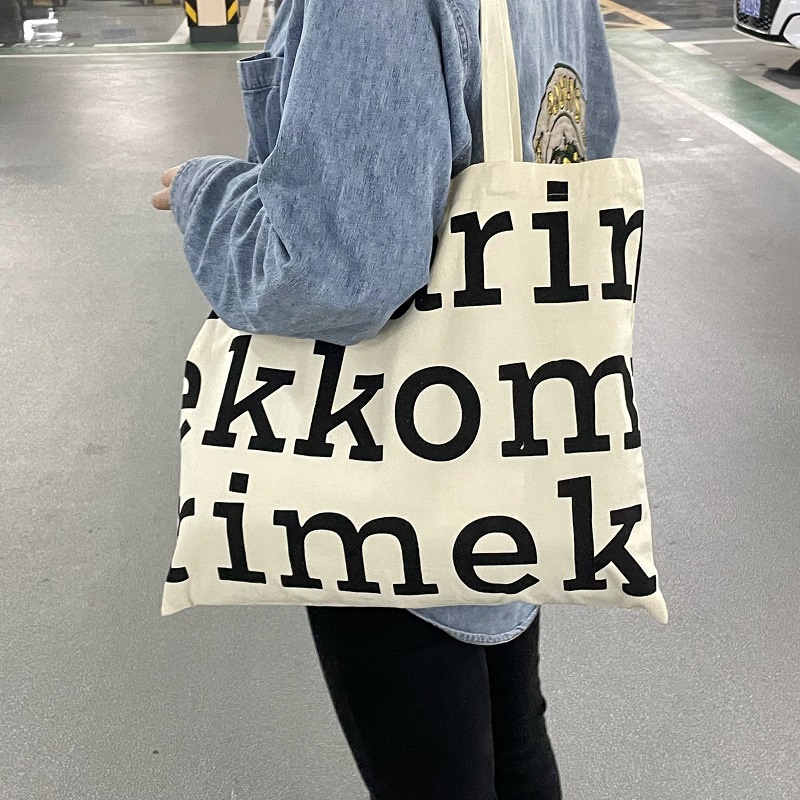 Túi tote túi vải canvas phong cách Hàn quốc, có khóa miệng ngăn phụ bên trong