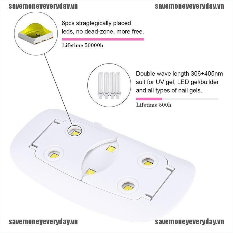 [Save] LED UV Nail Dryer Curing Lamp SUN mini 6W Light Portable Gel Based Polish dry [VN]
