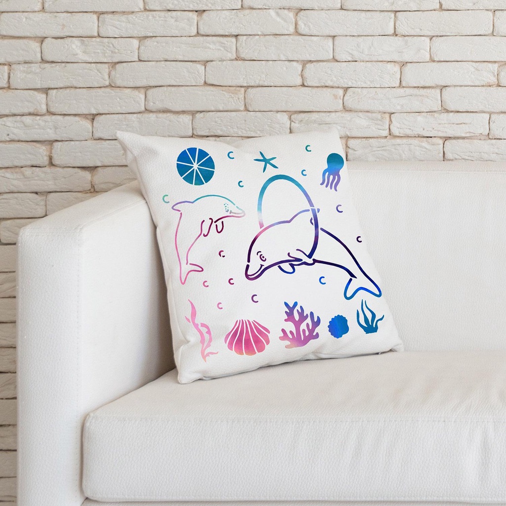 LAYOR1 Set 1 / 20 Khuôn Vẽ Hình Sinh Vật Biển / Cá Ngựa Bằng Gỗ Có Thể Tái Sử Dụng