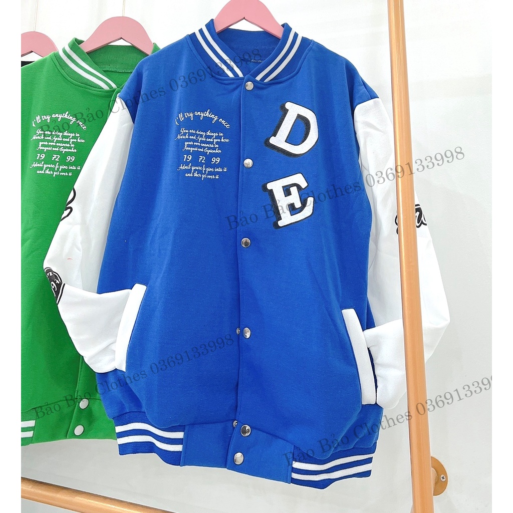 Áo Khoác DE Dáng Rộng Bomber Nam Nữ Unisex Dày Dặn Bo Tay Bồng Chất Nỉ Dày Đẹp