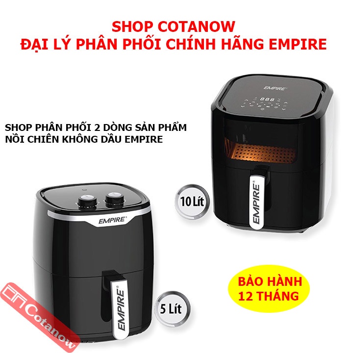 Nồi Chiên Không Dầu 5 Lít Empire E5CS1400 1400W, Bảo Hành 12 Tháng, Công Nghệ Đảo Lưu Khí Nóng - COTANOW