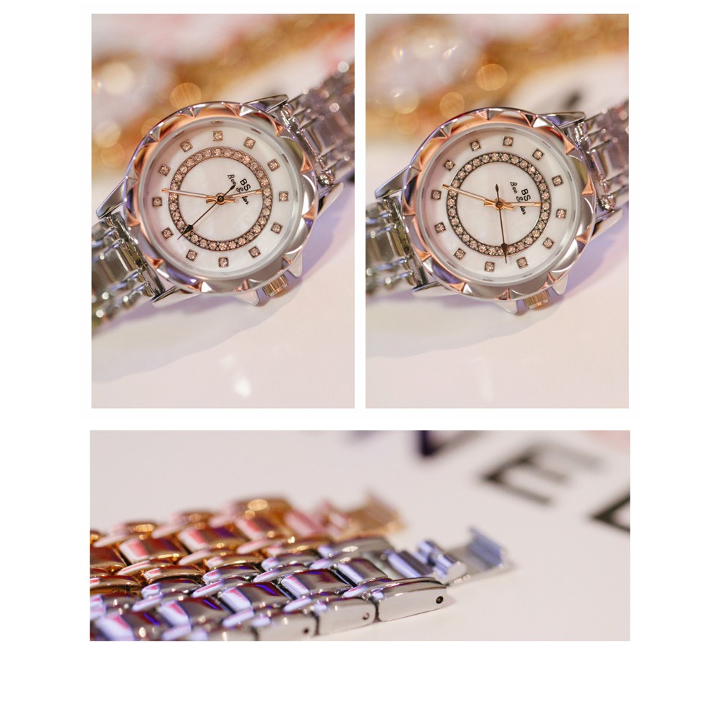 Đồng Hồ Nữ BS 01 Bee Sister Chính Hãng Dây Thép Thời Trang Mặt Đính Đá Cao Cấp | BigBuy360 - bigbuy360.vn