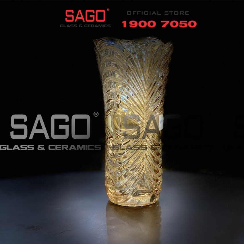 Bình Hoa Thủy Tinh Sọc Sóng Cao 23cm | Tùy Chọn Màu Sắc , Lọ Hoa Thủy Tinh Cao Cấp