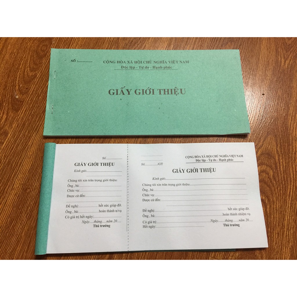 Giấy giới thiệu có rãnh xé ( 1 quyển )