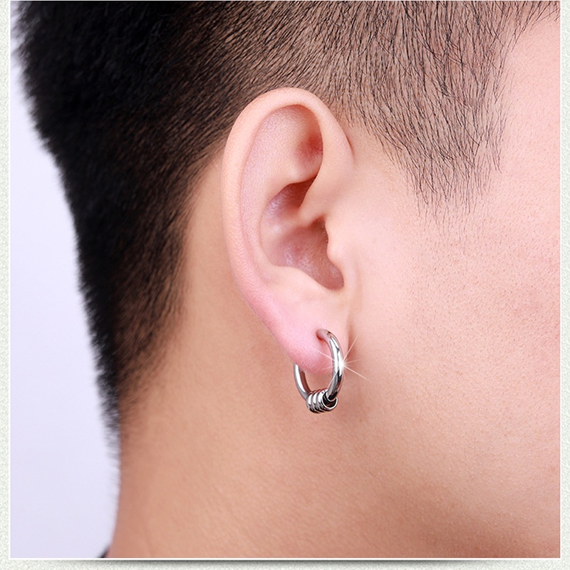 ( 1 chiếc ) 2 mẫu khuyên đơn giản 2 màu không đen không rỉ