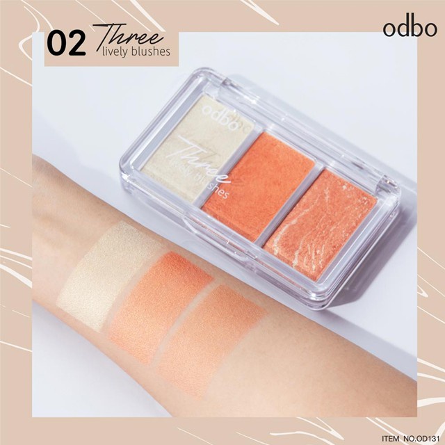 Má hồng Odbo Three Lively Blushes OD131 9g giúp khuôn mặt được điểm tô sức sống và thu hút hơn