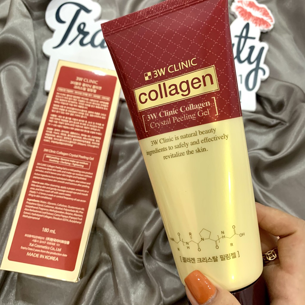 Tẩy Da Chết Mặt 3W CLINIC Collagen Crystal Peeling Gel bổ sung collagel 180ml