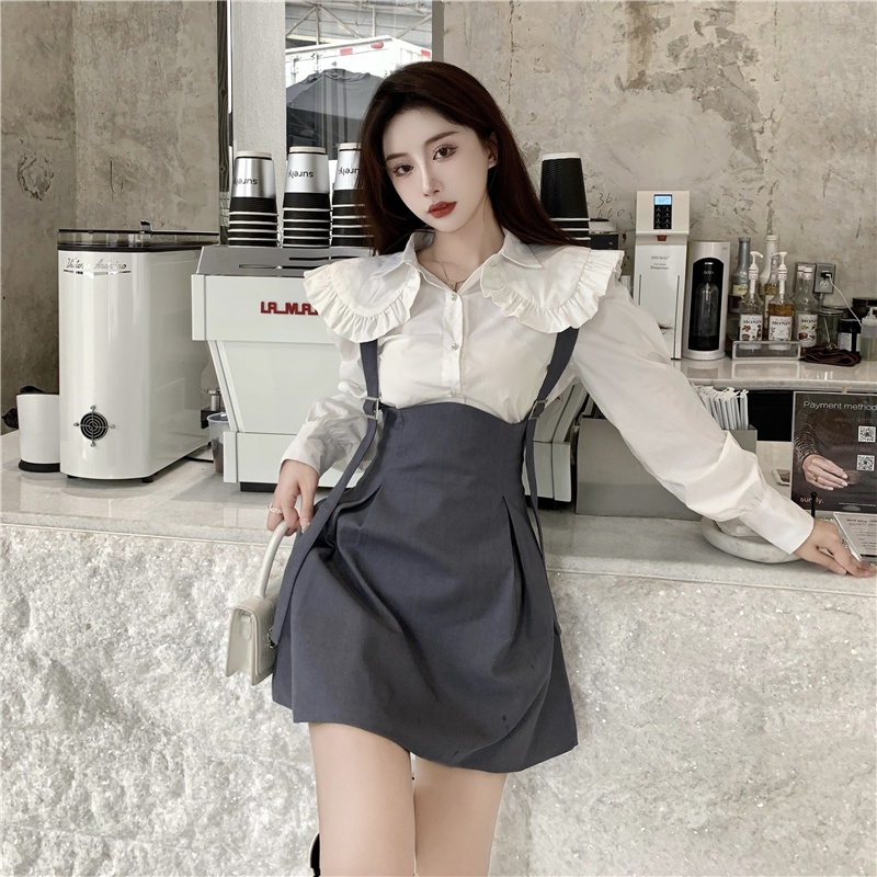 Set Áo Sơ Mi Trắng Dài Tay + Chân Váy Thời Trang Dành Cho Nữ
