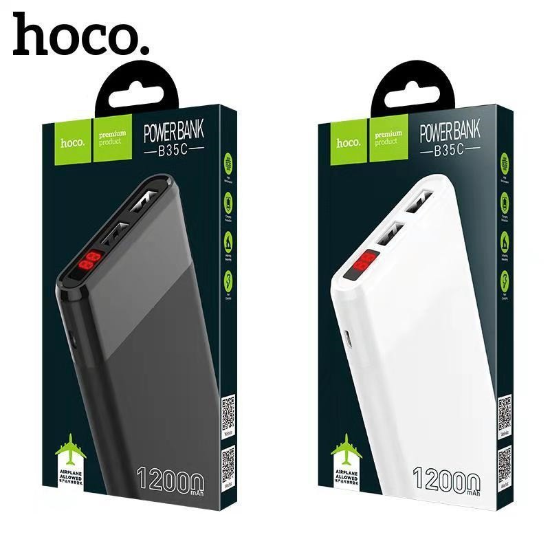 Pin dự phòng HOCO B35C 12000mAh, 2 cổng USB sạc nhanh + LED báo pin