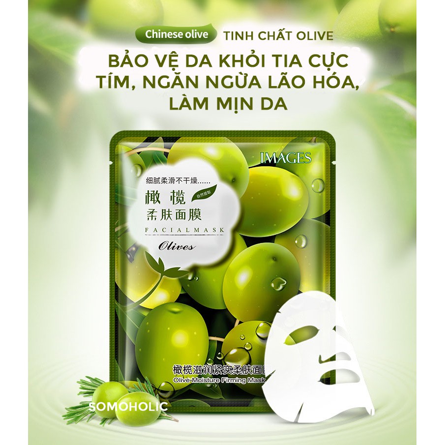 Mặt Nạ Giấy Dưỡng Da Mụn Cấp Ẩm Thải Độc Tinh Chất Lựu Đỏ Cherry Oliu Hoa Oải Hương Lô Hội Images SOMOHOLIC MSK08