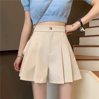 Quần Short Lưng Cao Ống Rộng Giả Váy Xếp Ly Thiết Kế Mới 2021 Thời Trang Mùa Hè Dành Cho Nữ