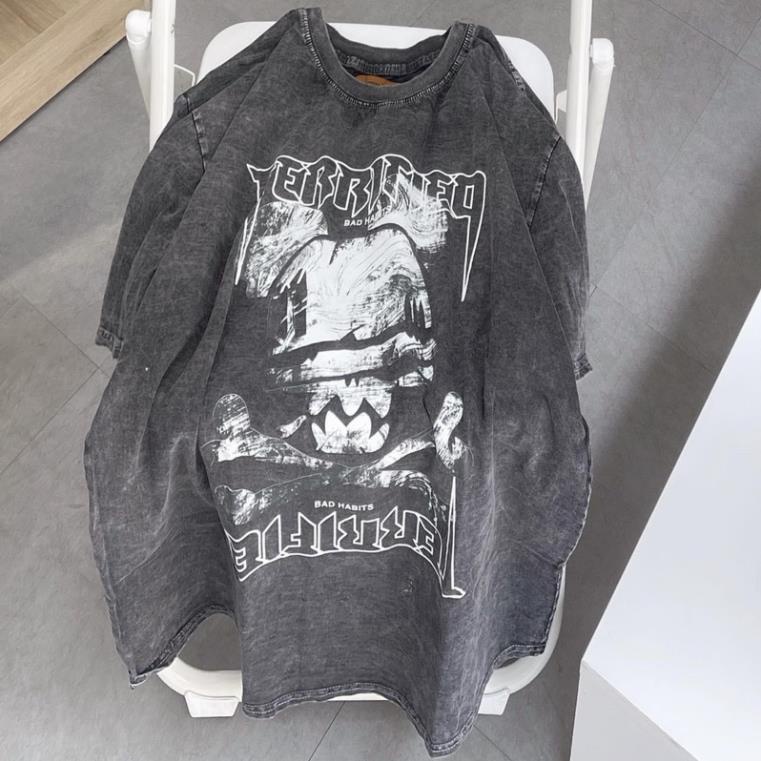 Áo Thun Loang Tay Lỡ Hình Đầu Lâu Chất Coton Co Dãn- Áo Phông Tay Ngắn Unisex Nam Nữ Hottrend