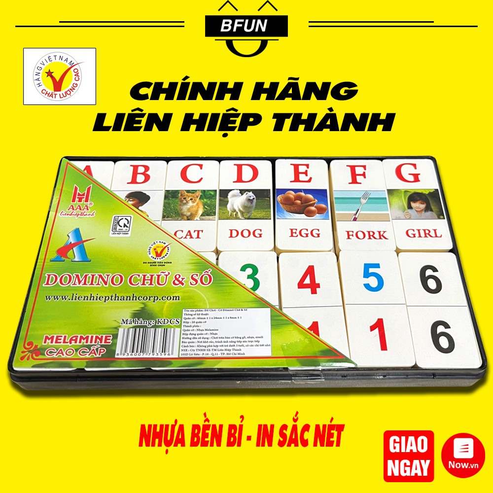 Bộ Cờ DOMINO Chữ Và Số LIÊN HIỆP THÀNH - Cờ Đôminô Nhựa Melamine Cao Cấp - Đồ Chơi Trẻ Em BFUN