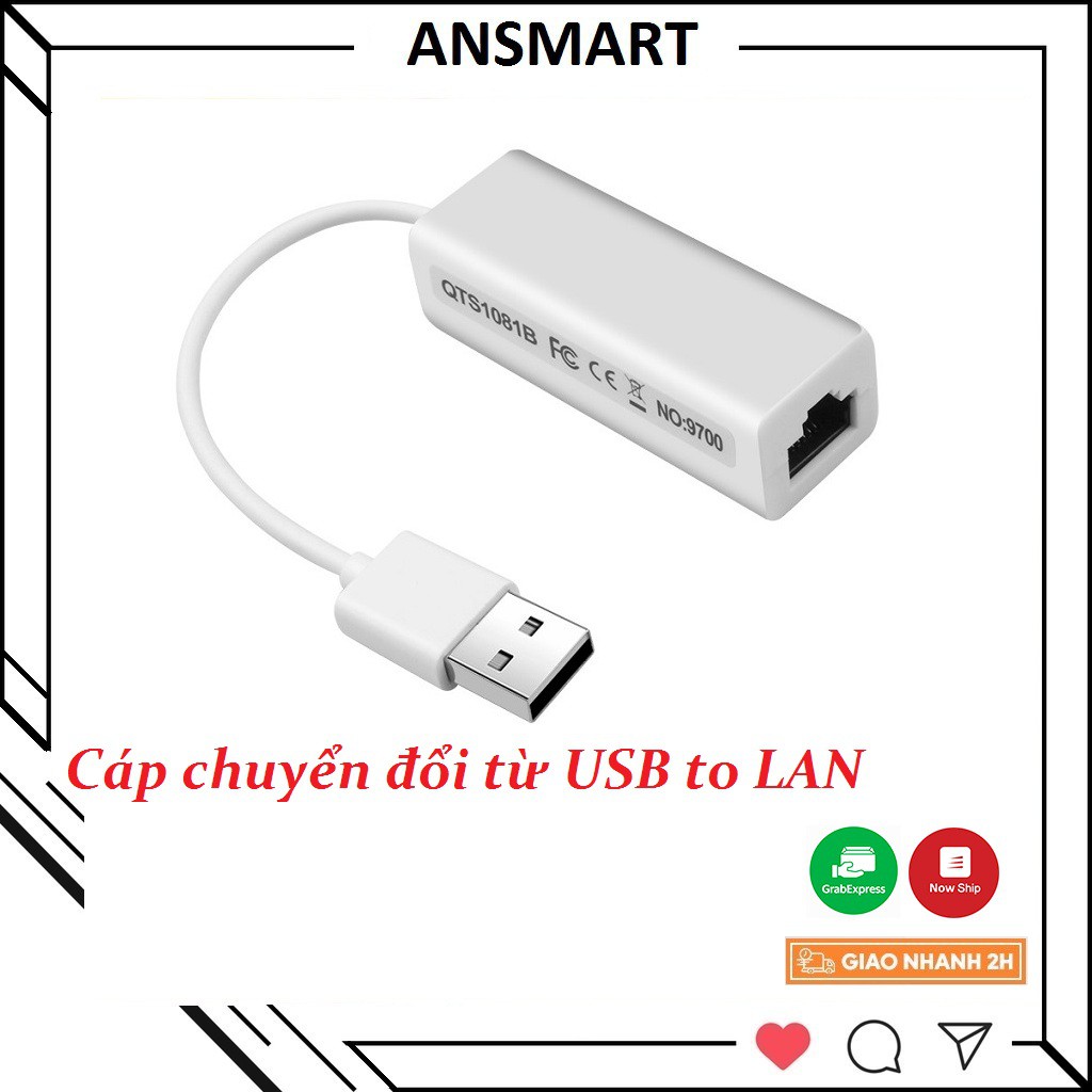 Cáp chuyển đổi từ USB to LAN. Usb LAN dùng cho máy tính hỏng cổng LAN