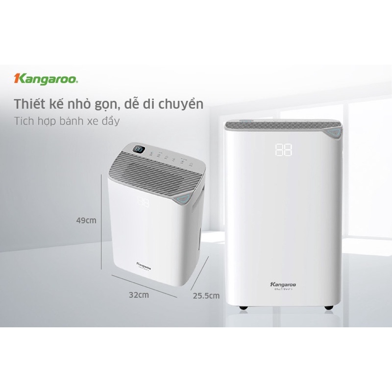 Máy hút ẩm - lọc không khí Kangaroo KGDH20 tích hợp khả năng sấy khô quần áo