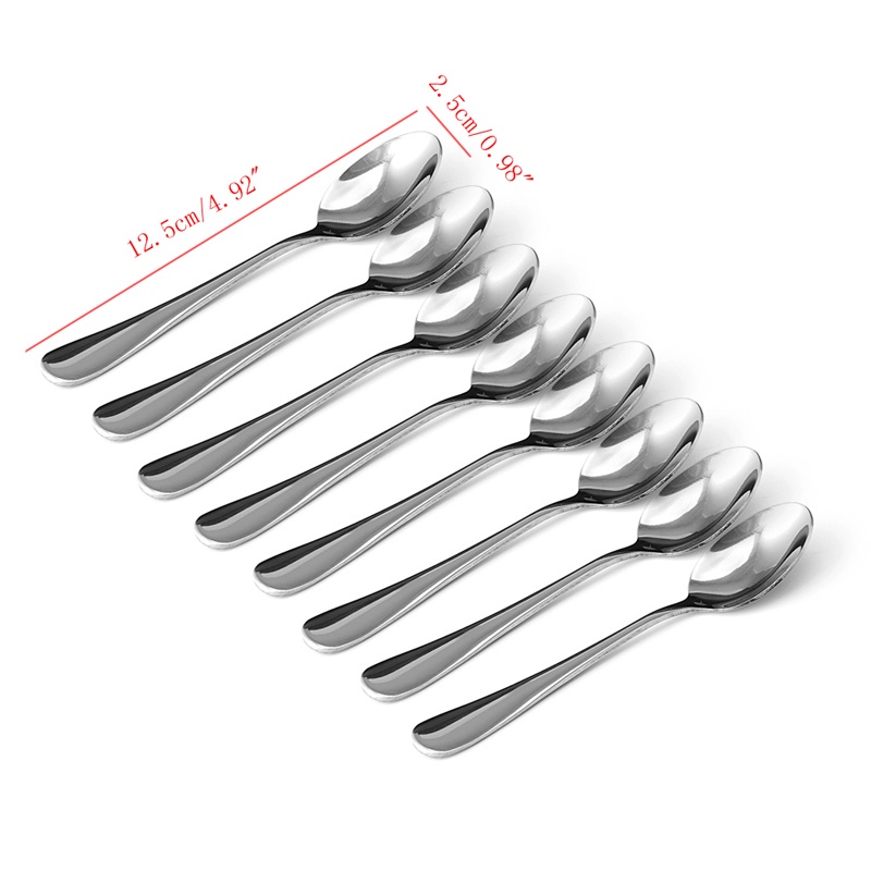Set 8 Muỗng Cà Phê Bằng Thép Không Gỉ Không Độc Hại