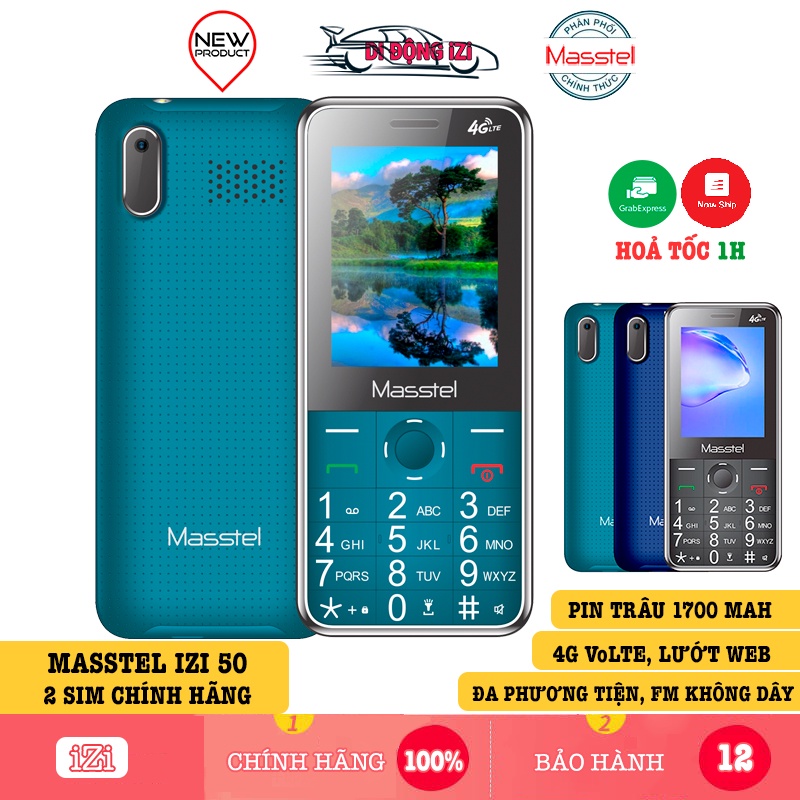 Điện Thoại Masstel Izi 50 4G LTE - Thoải Mái Lướt Web, Xem Phim, FM Không Dây Với Pin 1700 mAh [CHÍNH HÃNG]