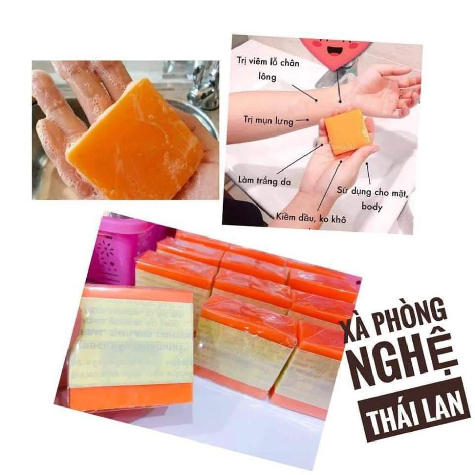 [1 cục] Soap xà bông nghệ cam Thái Lan trắng da giảm mụn