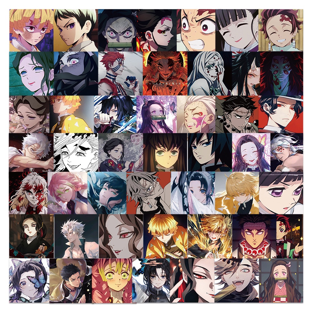 Bộ 50 Miếng Dán Hình Anime Demon Slayer Chống Thấm Nước Trang Trí Sổ Tay/Nhật Ký DIY