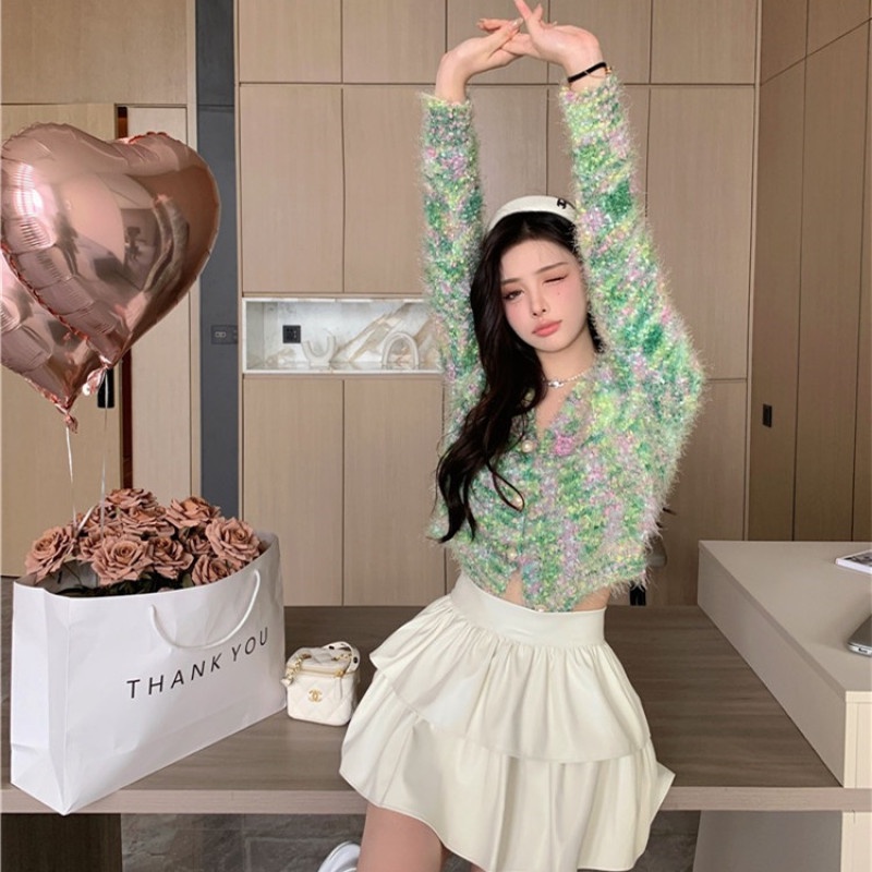 Áo Sweater Nữ Tay Dài Dáng Rộng Cổ Chữ V Thời Trang