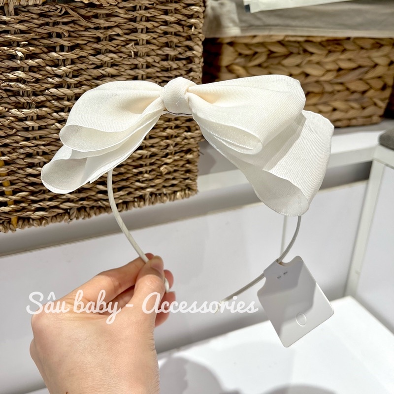 Bờm xước tóc nơ bản to handmade màu cho  bé