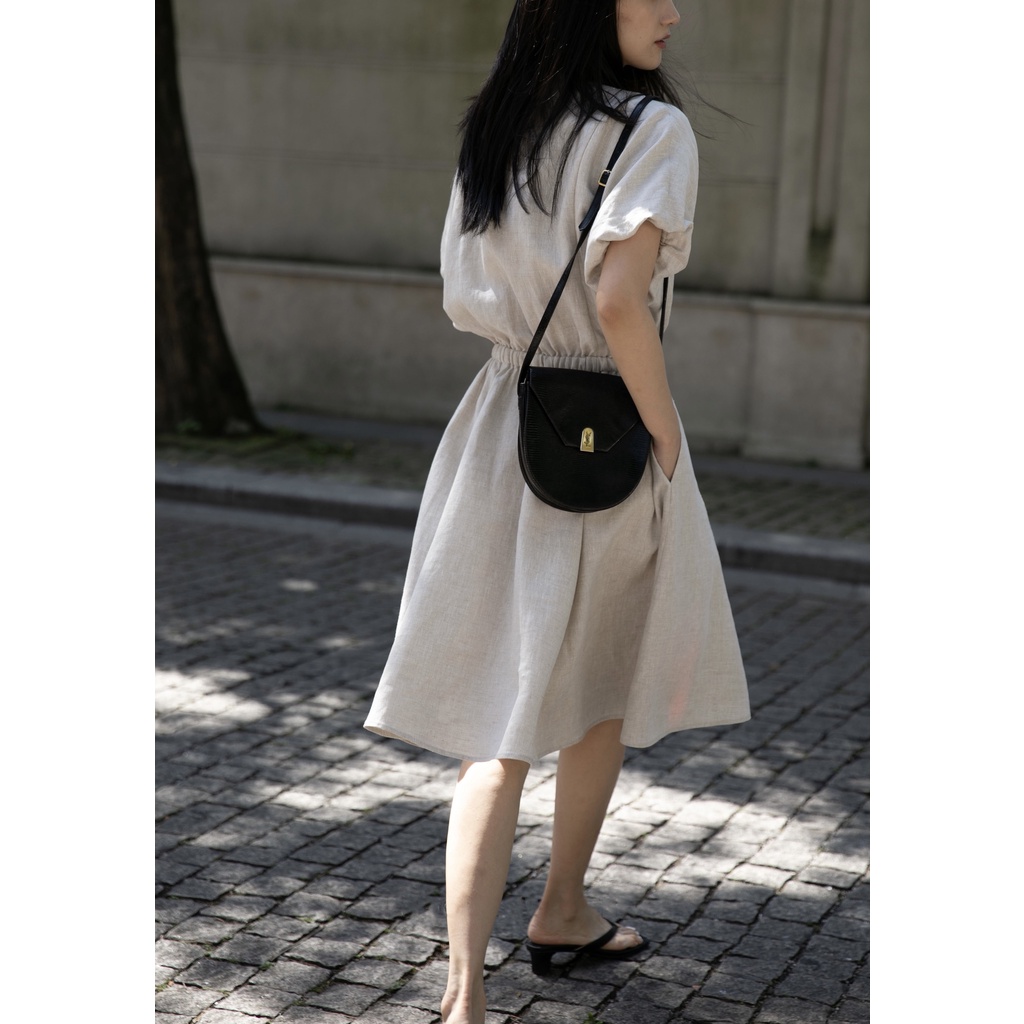 Đầm Linen eo bo chun Hina Salom