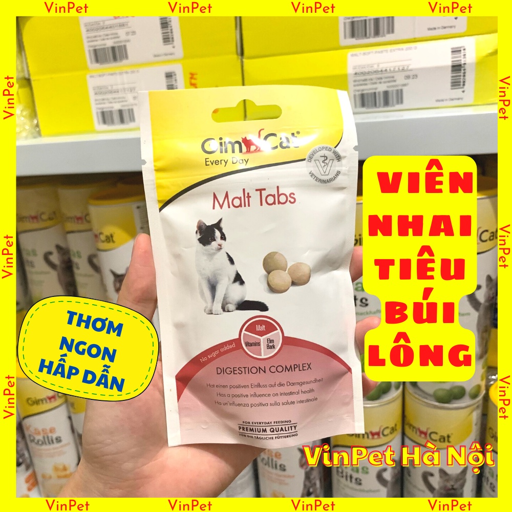 GimCat Malt Tabs - Viên snack hỗ trợ tiêu búi lông cho mèo gói 40g nhập Đức giá siêu rẻ