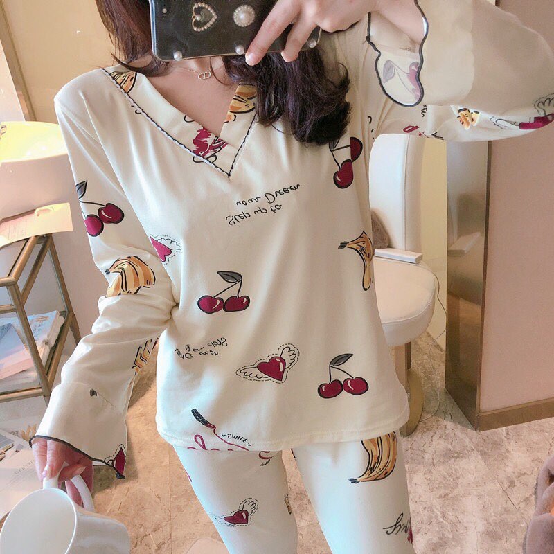 bộ Đồ ngủ thoải mái logo hình trái cây dễ thương