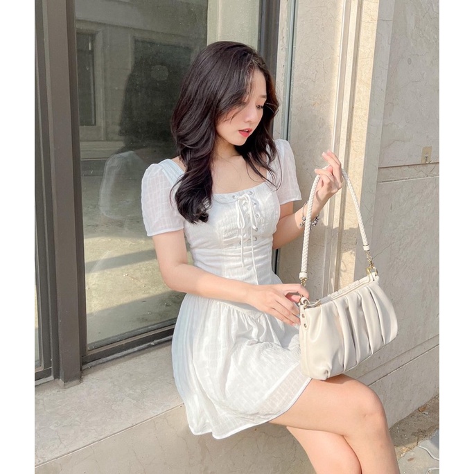 Đầm Đan Dây Ngực Tay Ngắn 3Màu