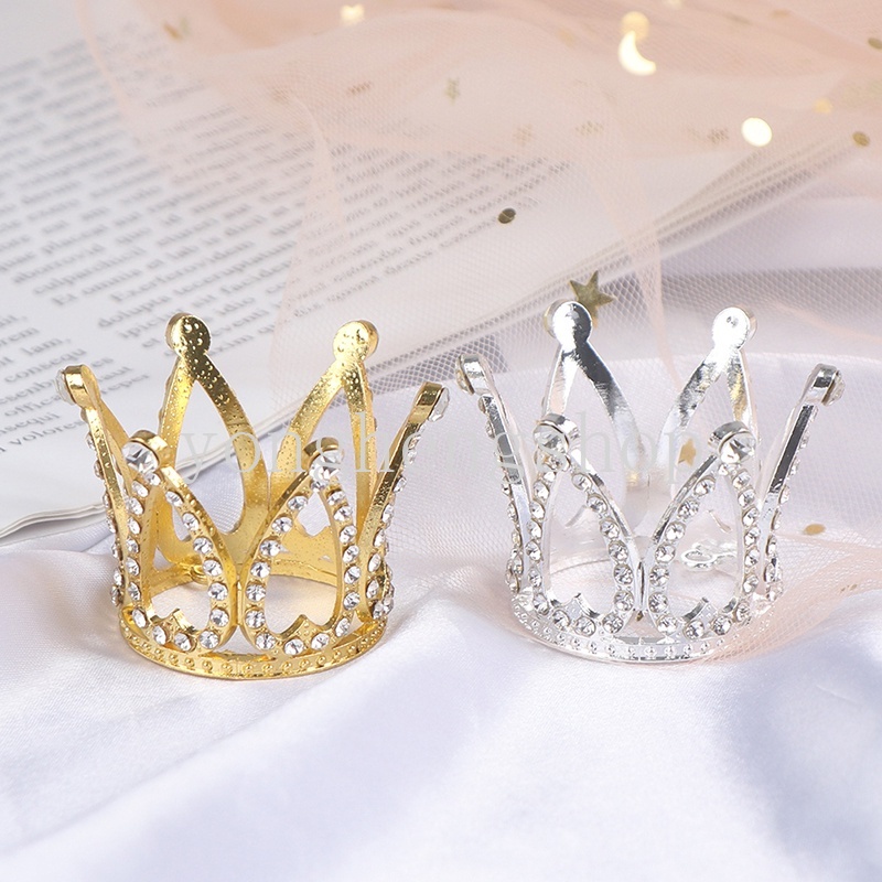 Phụ Kiện Trang Trí Bánh Kem Hình Vương Miện Mini Đính Đá Lấp Lánh Diy