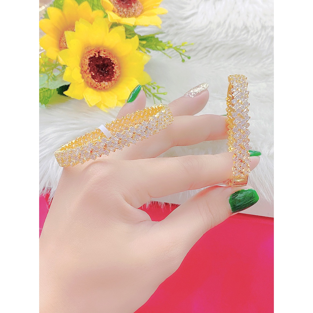 Vòng tay UHA mạ vàng 18K, vàng trắng bền màu thiết kế cao cấp sáng lấp lánh V459