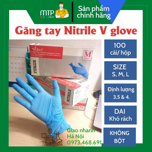 Găng tay y tế KHÔNG BỘT NITRILE VGLOVE  định lượng 3.5, 4.