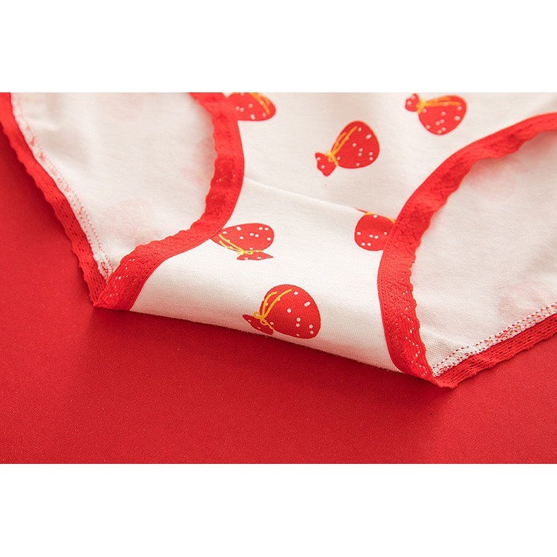 Quần Lót Nữ ❤️FREESHIP❤️ Quần Cotton Nữ tông đỏ trẻ trung tôn dáng gợi cảm❤️ Quần Lót Nữ phối viền ren điệu đà mã L158