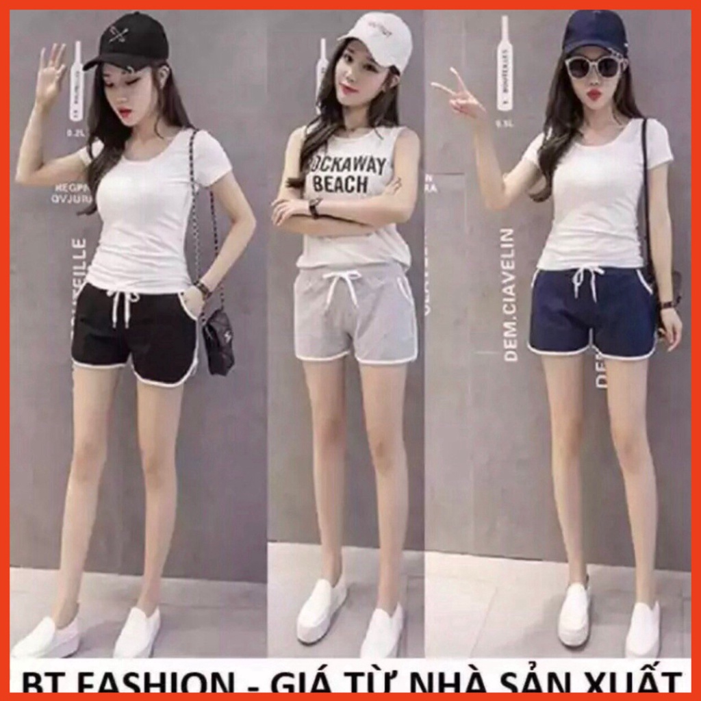 Quần short đùi nữ thun chạy viền 2 bên hông, trẻ trung và thoải mái, chất liệu cotton 4 chiều co giãn