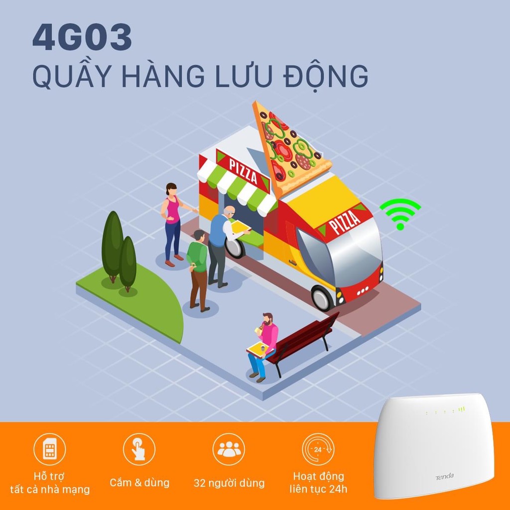 Bộ phát wifi Tenda 4G dùng sim 4G180/4G03 - Hàng chính hãng, bảo hành 36 tháng