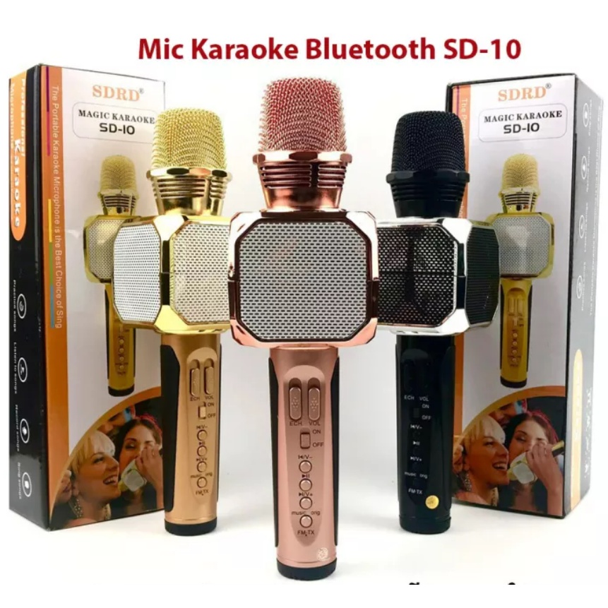 Micro bluetooth hát karaoke tầm trung SDRD SD08/SD10/SD17 chính hãng, mic karaoke âm thanh tốt có logo dập chìm