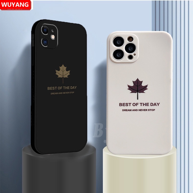 Ốp điện thoại TPU silicon vuông chống sốc hình lá phong thời trang cho Realme 8 Pro C11 2021 C25 C12 C15 C3 C2 6 6i 5i A3S A5S Reno 5 WX