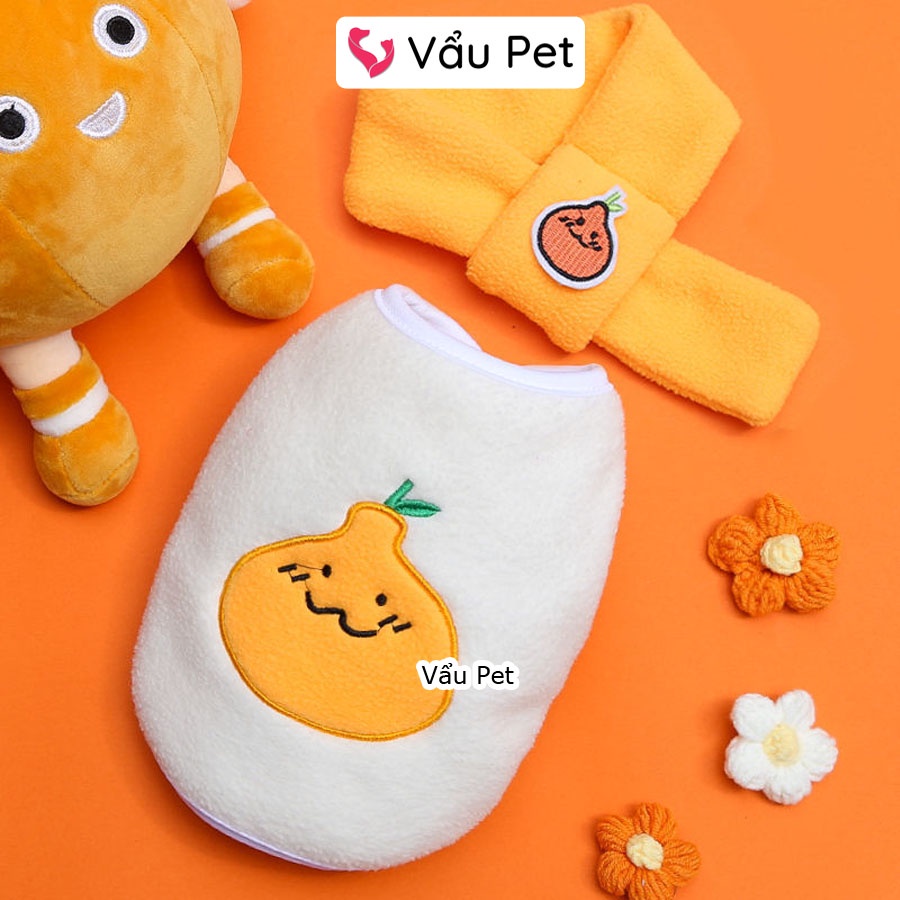 Áo Cho Chó Mèo Áo bông tặng kèm khăn thời trang - Quần Áo Cho Chó Mèo Thú Cưng Vẩu Pet Shop