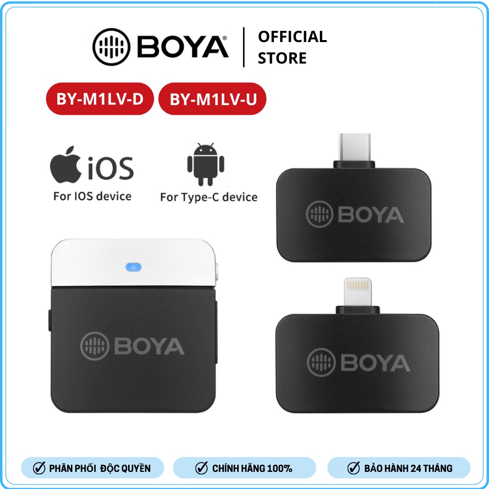 [MẪU MỚI] BOYA BY-M1LV Series - Mic thu âm không dây 2.4GHz - Hàng Chính Hãng