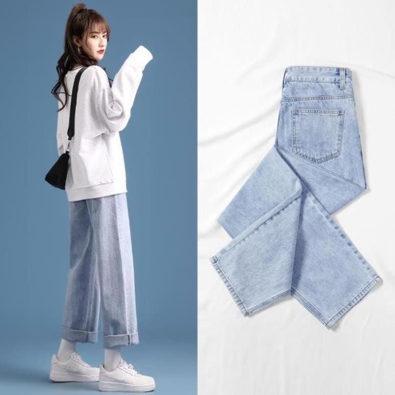 Quần Baggy Nữ Cạp Cao, Quần Jean Nữ - Ulzzang Hàn Quốc - NS-01