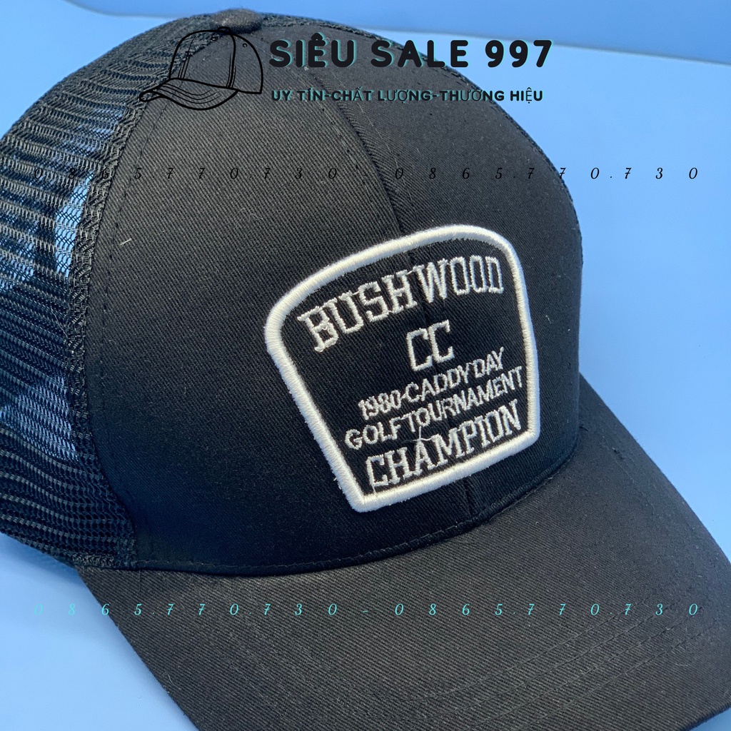 MŨ LƯỠI TRAI BUSHWOOD KẾT LƯỚI THOÁNG MÁT THÊU LOGO THỜI TRANG