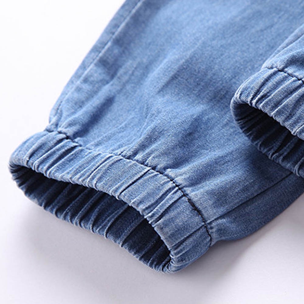 Quần dài denim Bear Leader cạp thun màu trơn chống muỗi giản dị cho bé trai 3-9 tuổi